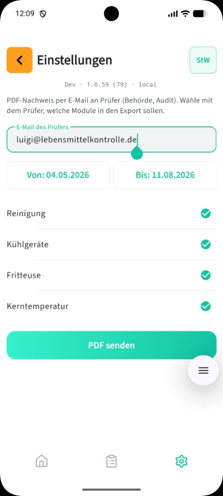 PDF-Nachweis einstellen und an den Prüfer senden