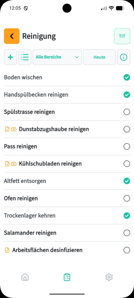 Reinigungsaufgaben in der 0815 App