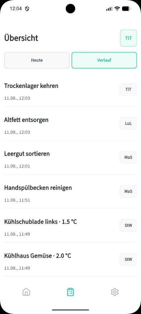 Verlauf erledigter Aufgaben in der 0815 App
