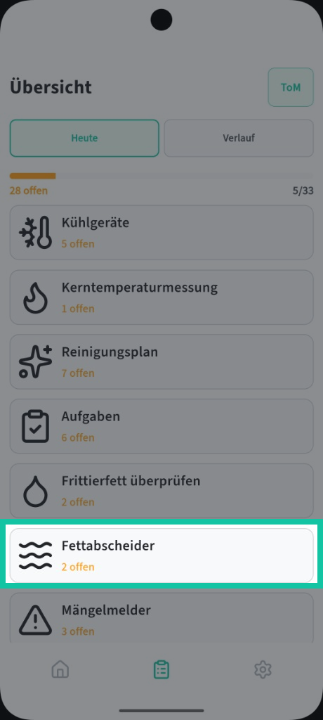 Fettabscheider: Heute-Ansicht