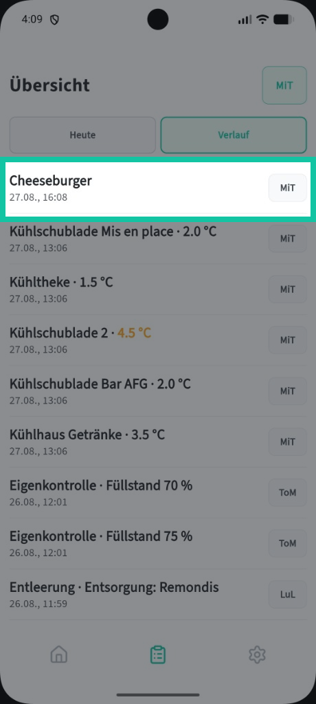 Kerntemperatur: Im Verlauf nachvollziehen