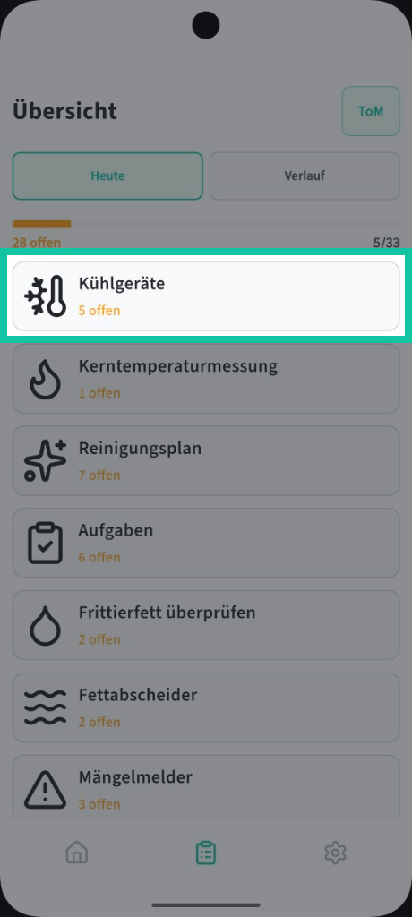 Kühlkette in der 0815 App