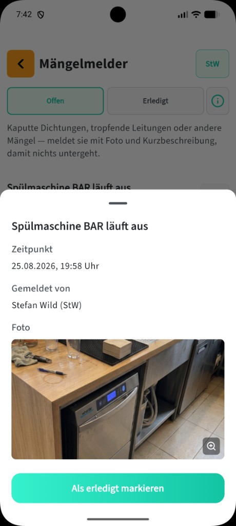 Mängelmelder: Als erledigt markieren