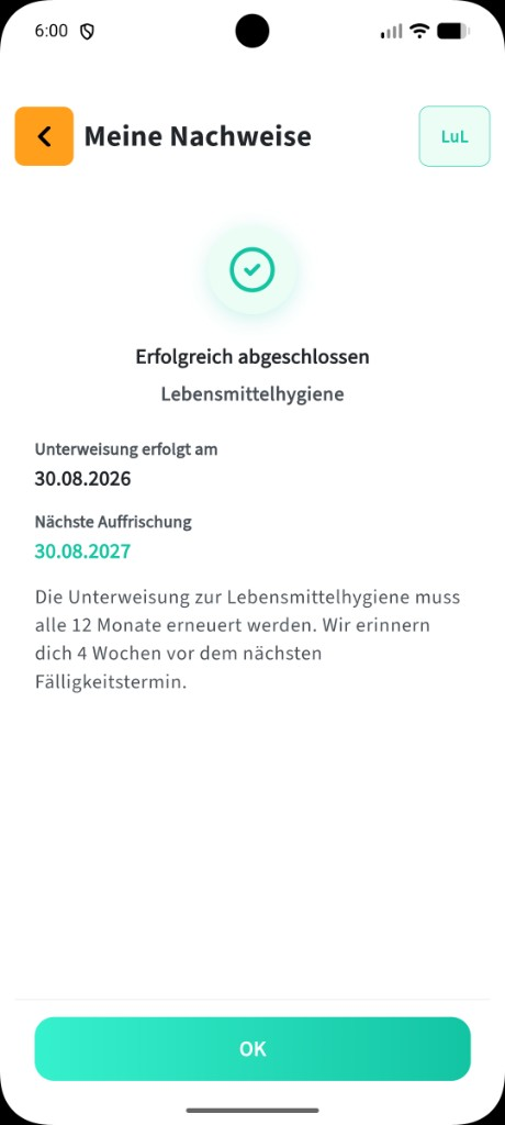Persönliche Nachweise: Nachweis direkt in der App erledigen