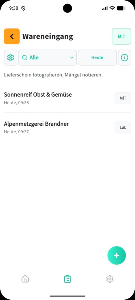 Wareneingang in der 0815 App