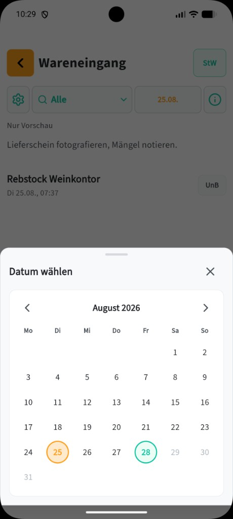 Wareneingang: Historie einsehen