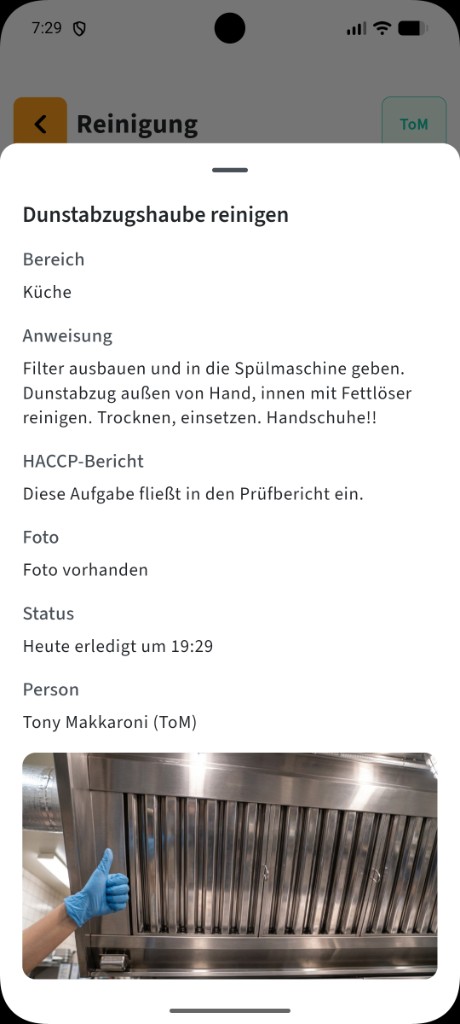 Erledigte Reinigung mit Foto-Nachweis in der 0815 App