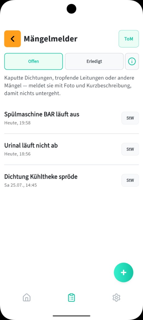 Offene Mängel in der 0815 App